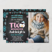 Penguin 2. Geburtstag Einladung mit Foto (Vorne/Hinten)