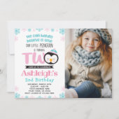 Penguin 2. Geburtstag Einladung mit Foto (Vorderseite)