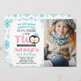 Penguin 2. Geburtstag Einladung mit Foto