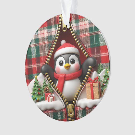 Penguin 3D Christmas Ceramic Ornament (Vorderseite)