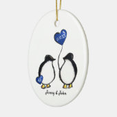 Penguin 45. Saphire Hochzeitstag Keramik Ornament (Links)
