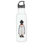 Penguin als Gentleman mit Hat Edelstahlflasche (Vorderseite)