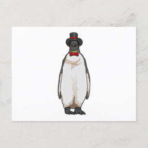 Penguin als Gentleman mit Hat Postkarte