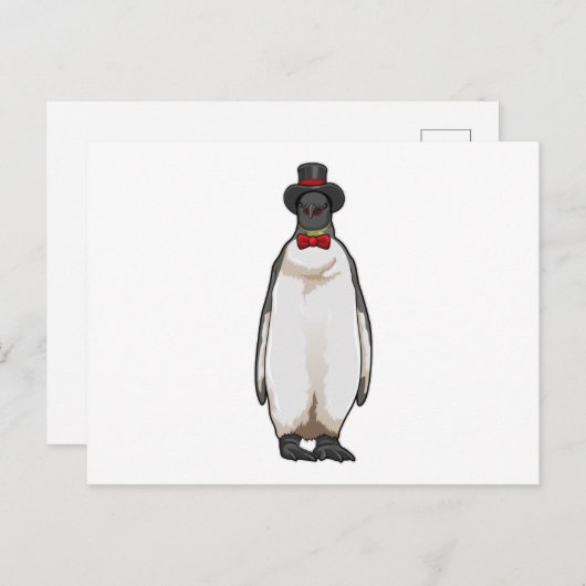 Penguin als Gentleman mit Hat Postkarte (Vorne/Hinten)