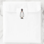 Penguin als Gentleman mit Hat Quadratischer Aufkleber (Tasche)