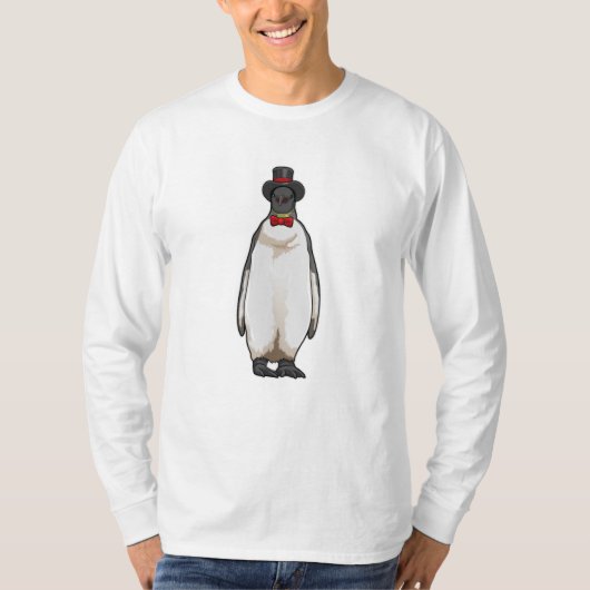 Penguin als Gentleman mit Hat T-Shirt (Vorderseite)
