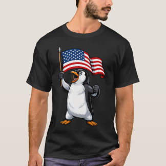Penguin Amerikanische Flagge 4. T-Shirt
