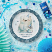 Penguin and Polar Bear Winter Birthday Pappteller (Party)