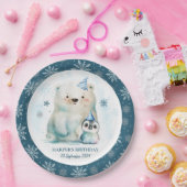 Penguin and Polar Bear Winter Birthday Pappteller (Party)