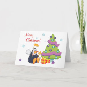 Penguin Angel Christmas Feiertagskarte