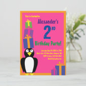 Penguin Animal Kid's Birthday Party Einladungen (Stehend Vorderseite)