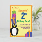 Penguin Animal Kid's Birthday Party Einladungen (Stehend Vorderseite)