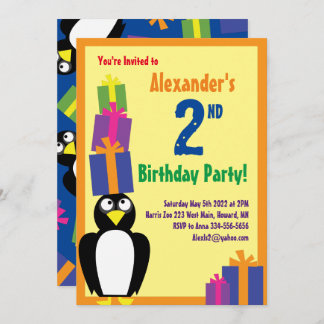 Penguin Animal Kid's Birthday Party Einladungen