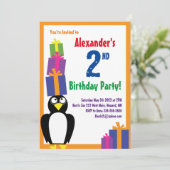 Penguin Animal Kid's Birthday Party Einladungen (Stehend Vorderseite)