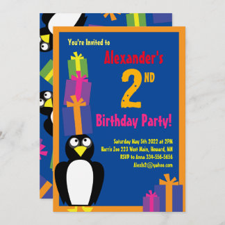 Penguin Animal Kid's Birthday Party Einladungen