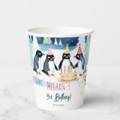 Penguin arktic Wintergeburtszeit personalisiert Pappbecher (Vorderseite)