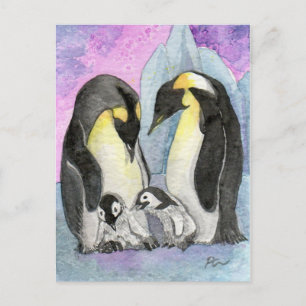 Penguin Art Family treffen sich Postkarte