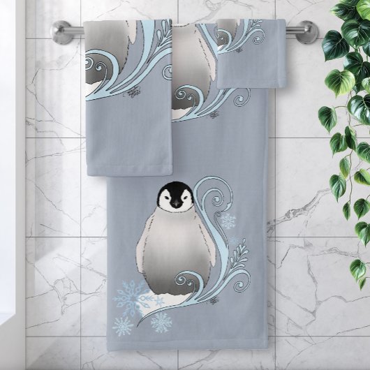 Penguin Art Nouveau Schneeflocken Badhandtuch Set