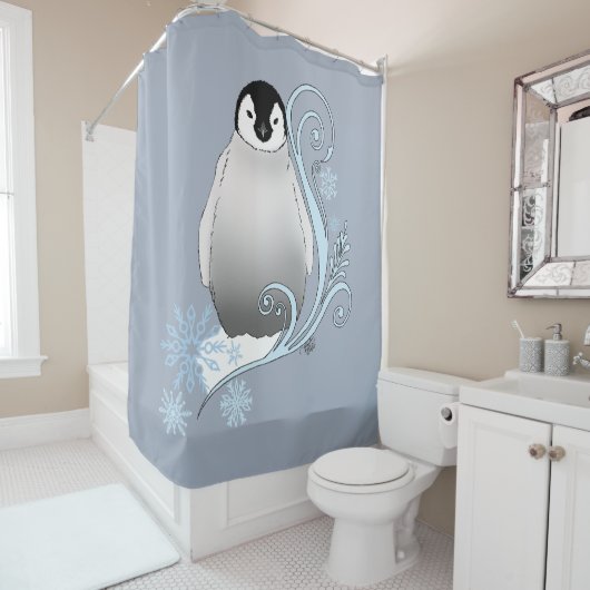 Penguin Art Nouveau Schneeflocken Duschvorhang (Beispiel)