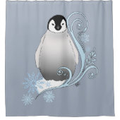 Penguin Art Nouveau Schneeflocken Duschvorhang (Vorderseite)