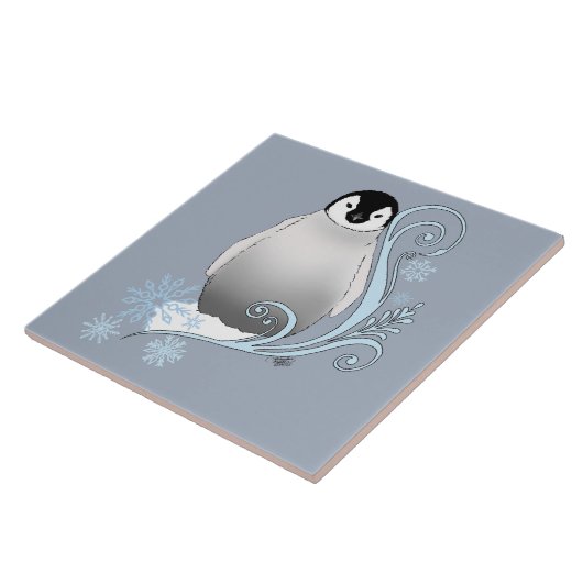 Penguin Art Nouveau Schneeflocken Fliese (Seite)