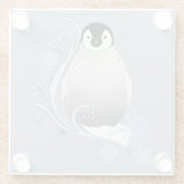 Penguin Art Nouveau Schneeflocken Glasuntersetzer (Rückseite)