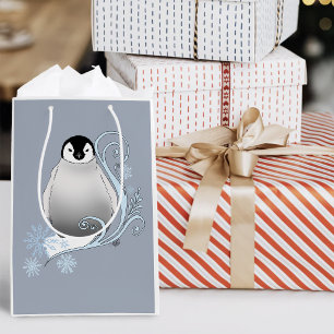 Penguin Art Nouveau Schneeflocken Mittlere Geschenktüte