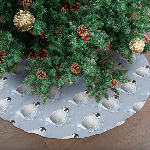 Penguin Art Nouveau Schneeflocken Polyester Weihnachtsbaumdecke