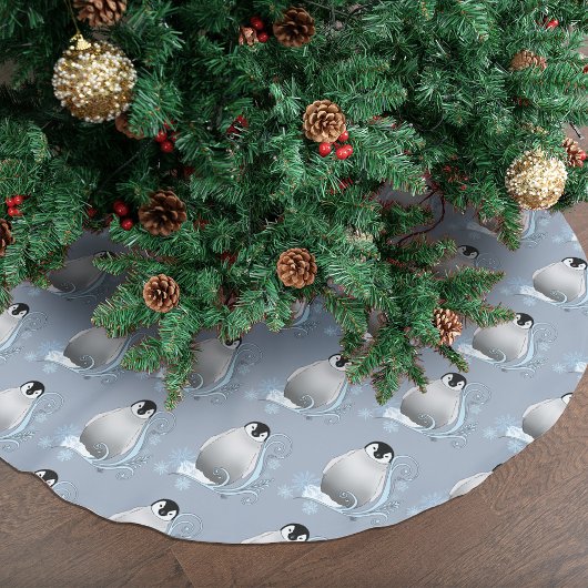 Penguin Art Nouveau Schneeflocken Polyester Weihnachtsbaumdecke