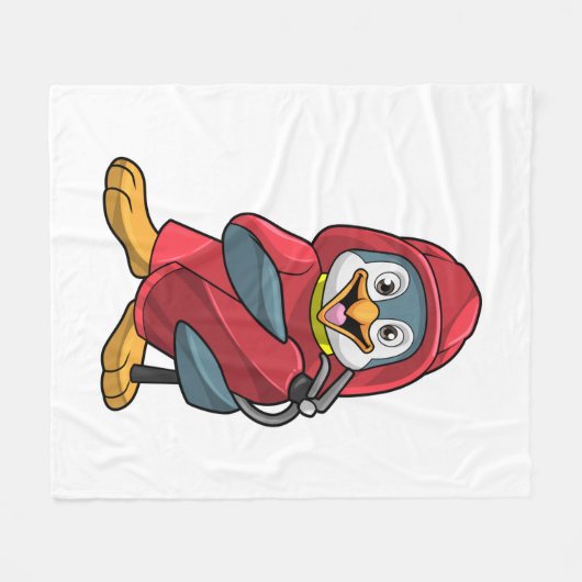 Penguin as Firefighter with Extinguisher Fleecedecke (Vorderseite (Horizontal))