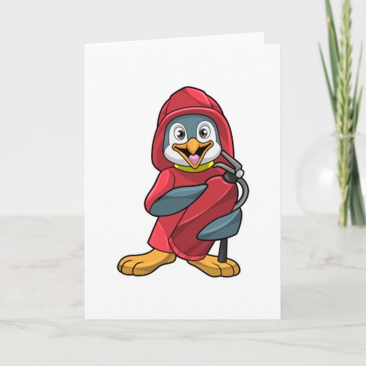 Penguin as Firefighter with Fire extinguisher Karte (Vorderseite)