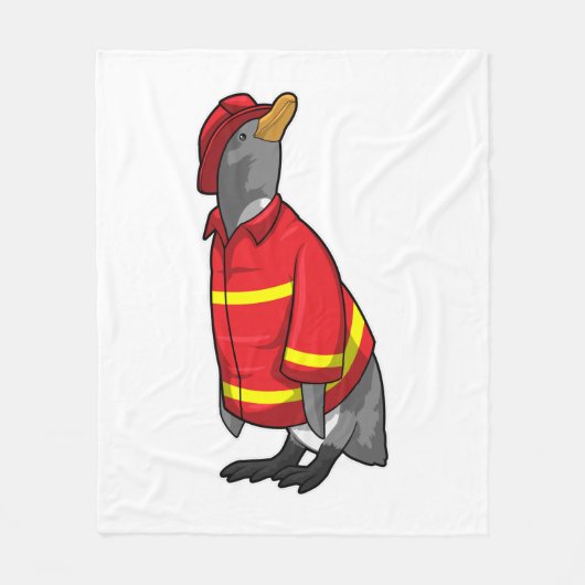 Penguin as Firefighter with Helmet Fleecedecke (Vorderseite)