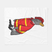 Penguin as Firefighter with Helmet Fleecedecke (Vorderseite (Horizontal))