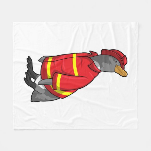 Penguin as Firefighter with Helmet Fleecedecke (Vorderseite (Horizontal))