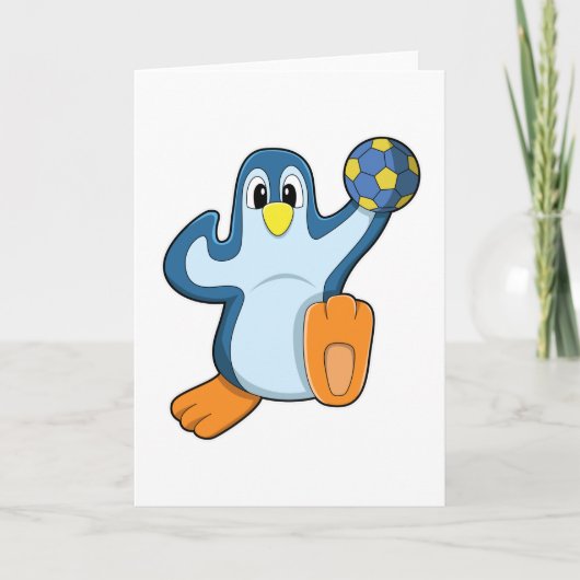 Penguin as Handball player with Handball Karte (Vorderseite)