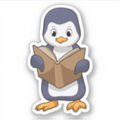 Penguin as Nerd with Book Aufkleber (Vorderseite)