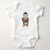 Penguin as Nerd with Book Baby Strampler (Vorderseite)