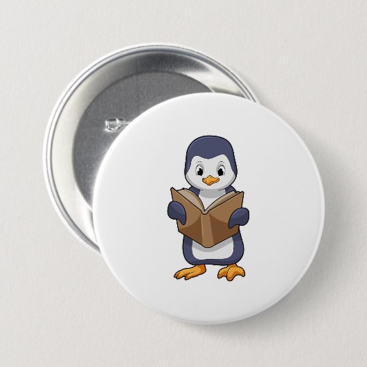 Penguin as Nerd with Book Button (Vorne & Hinten)