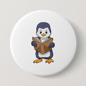 Penguin as Nerd with Book Button (Vorderseite)