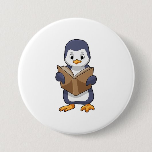 Penguin as Nerd with Book Button (Vorderseite)