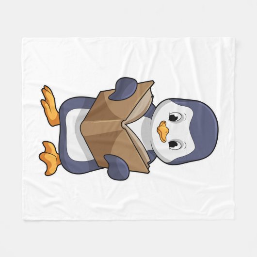 Penguin as Nerd with Book Fleecedecke (Vorderseite (Horizontal))