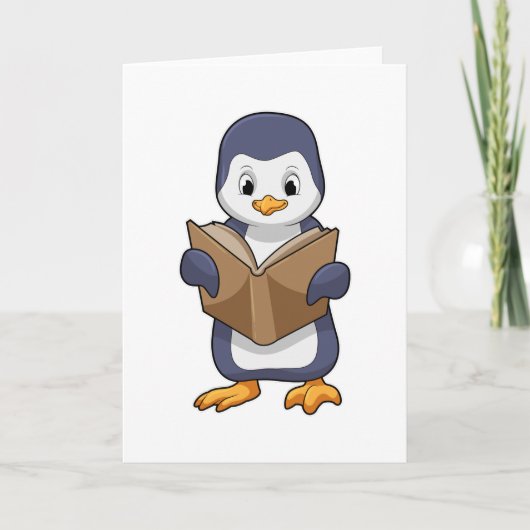 Penguin as Nerd with Book Karte (Vorderseite)