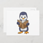 Penguin as Nerd with Book Postkarte (Vorne/Hinten)