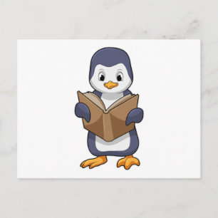 Penguin as Nerd with Book Postkarte