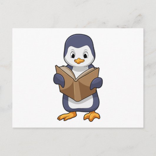 Penguin as Nerd with Book Postkarte (Vorderseite)