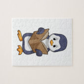 Penguin as Nerd with Book Puzzle (Horizontal)