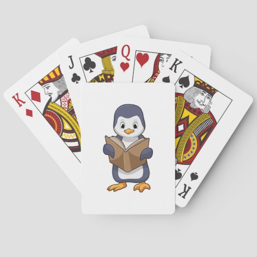 Penguin as Nerd with Book Spielkarten (Rückseite)