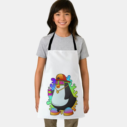 Penguin as Painter with Spray Schürze (Insitu)