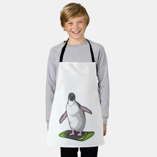 Penguin as Snowboarder with Snowboard Schürze (Getragen)