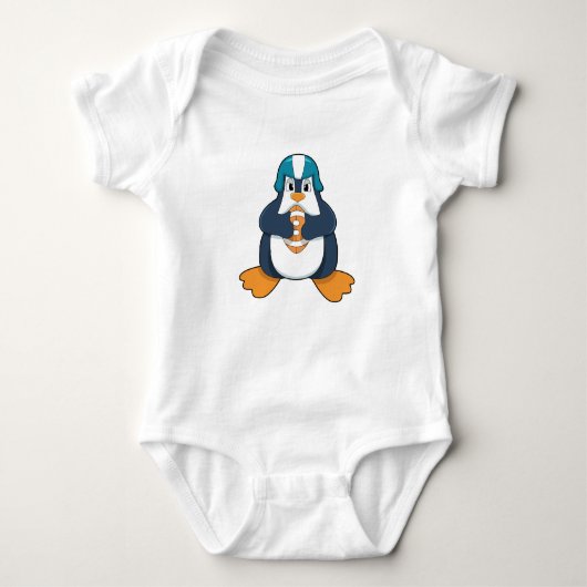 Penguin at Football Sports Baby Strampler (Vorderseite)